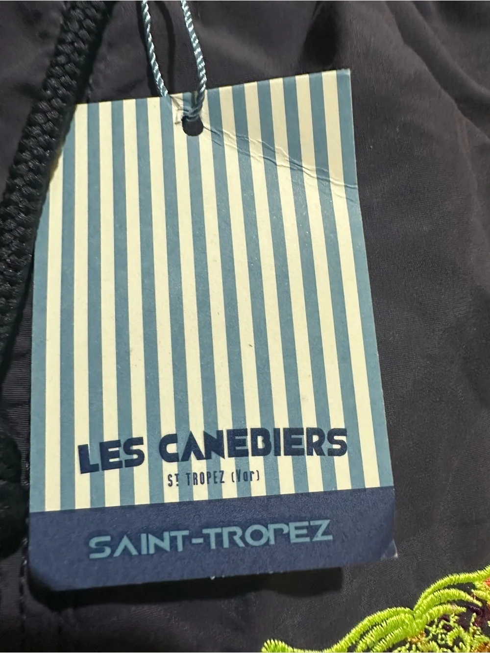 NEW, LES CANEDIERS SAINT TROPEZ Embroidered Blue Tiger Swim Shorts Mens Swimwear